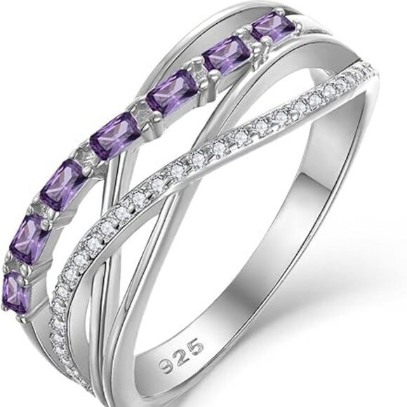 Twisted Knot Ring Infinity Crisscross Statement Rings - Amethyst - Picture 1 of 5
